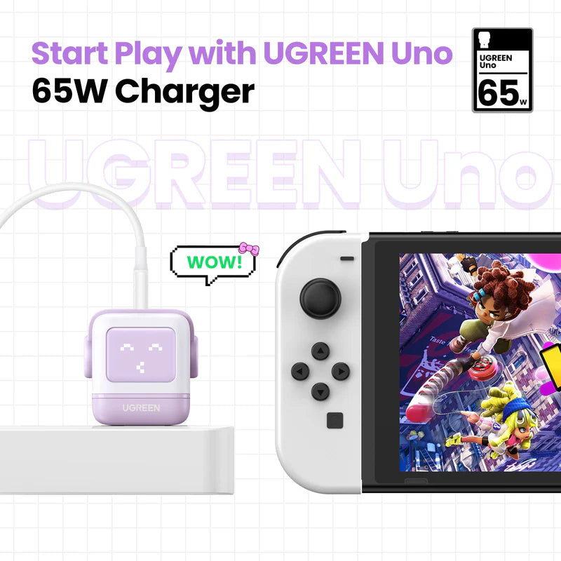 UGREEN Uno Charger 65W RobotGaN 3 Port Fast Charger Robot (EU) (Purple)