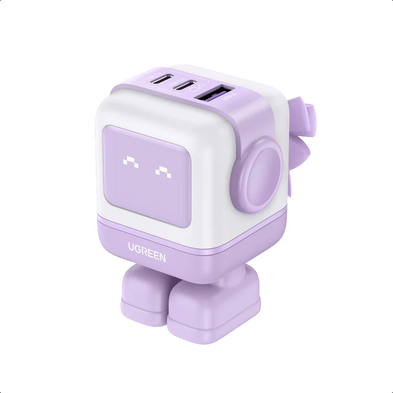 UGREEN Uno Charger 65W RobotGaN 3 Port Fast Charger Robot (EU) (Purple)