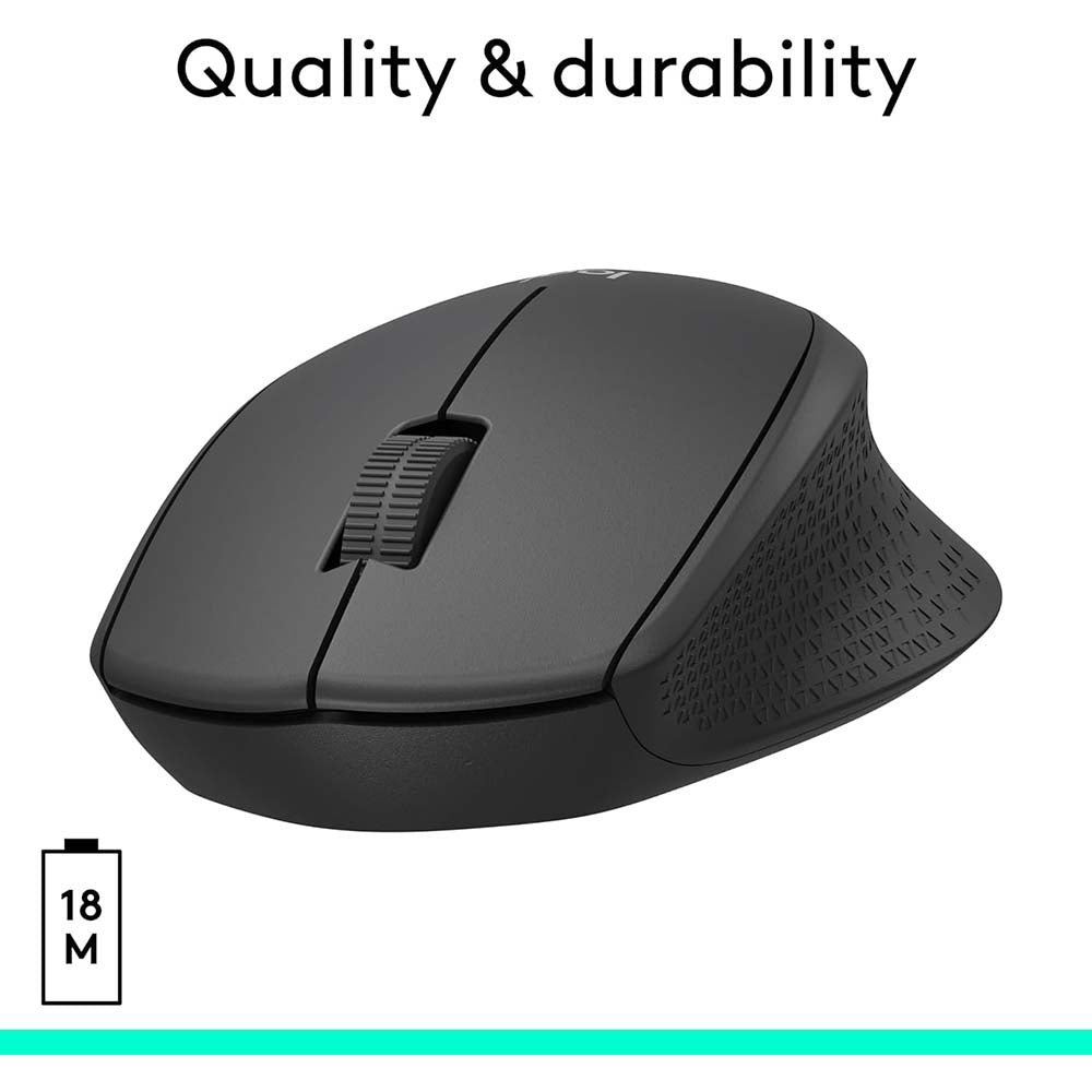 Logitech M330 Silent Plus Wireless Optical Mouse Quieter Click - Black